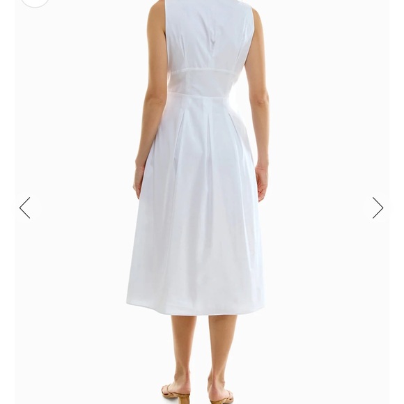 Nicole Miller LUNA STRETCH POPLIN SLEEVELESS PLEATED SHIRT DRESS size S - Picture 2 of 5
